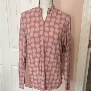 Adidas Women's Light Pink Polka Dot Button Down Golf Shirt